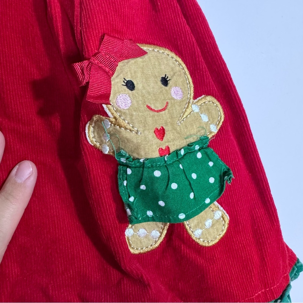 Nannette Kids 3T Red Corduroy Gingerbread Christmas Dress Holiday Party - Picture 3 of 6